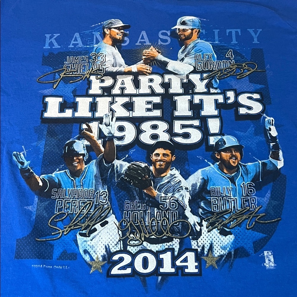 Kansas City Royals Party Like It's 1985 Graphic TShirt Blue Size Large